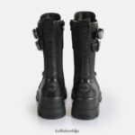 аспха цом стеел лацеуп хи веганска напа/најлон Buffalo црнD02H4J689 |чизме - Слика 3